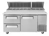 Turbo Air TPR-67SD-D2-N 67" Pizza Prep Table with 1 Door and 2 Drawers - Donut-Equipment.com