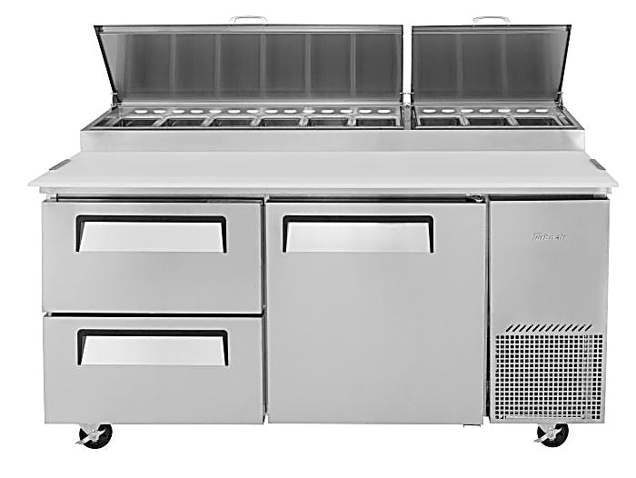 Turbo Air TPR-67SD-D2-N 67" Pizza Prep Table with 1 Door and 2 Drawers - Donut-Equipment.com