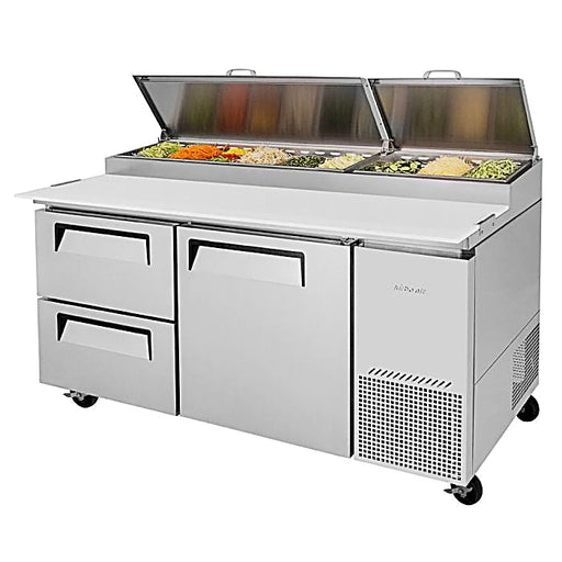 Turbo Air TPR-67SD-D2-N 67" Pizza Prep Table with 1 Door and 2 Drawers - Donut-Equipment.com