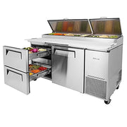 Turbo Air TPR-67SD-D2-N 67" Pizza Prep Table with 1 Door and 2 Drawers - Donut-Equipment.com