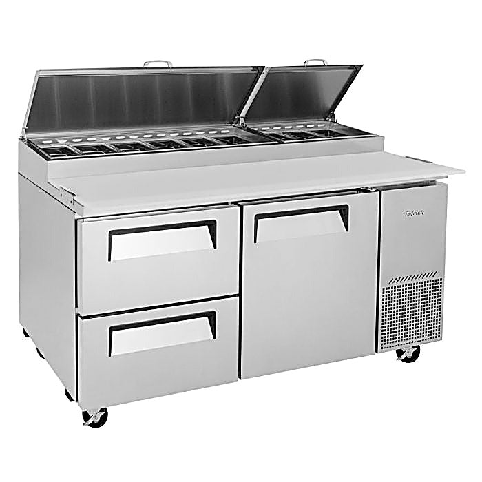 Turbo Air TPR-67SD-D2-N 67" Pizza Prep Table with 1 Door and 2 Drawers - Donut-Equipment.com