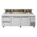 Turbo Air TPR-93SD-D2-N 93" Pizza Prep Table with 2 Doors and 2 Drawers - Donut-Equipment.com