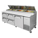 Turbo Air TPR-93SD-D4-N 93" Pizza Prep Table with1 Door and 4 Drawers - Donut-Equipment.com