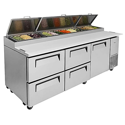 Turbo Air TPR-93SD-D4-N 93" Pizza Prep Table with1 Door and 4 Drawers - Donut-Equipment.com