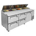 Turbo Air TPR-93SD-D4-N 93" Pizza Prep Table with1 Door and 4 Drawers - Donut-Equipment.com