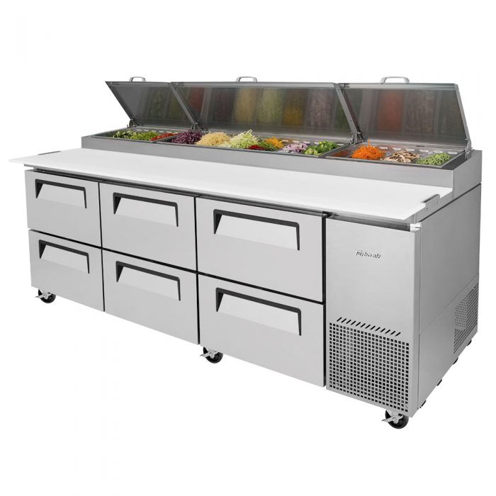 Turbo Air TPR-93SD-D6-N 93" 6 Drawer Pizza Prep Table - Donut-Equipment.com