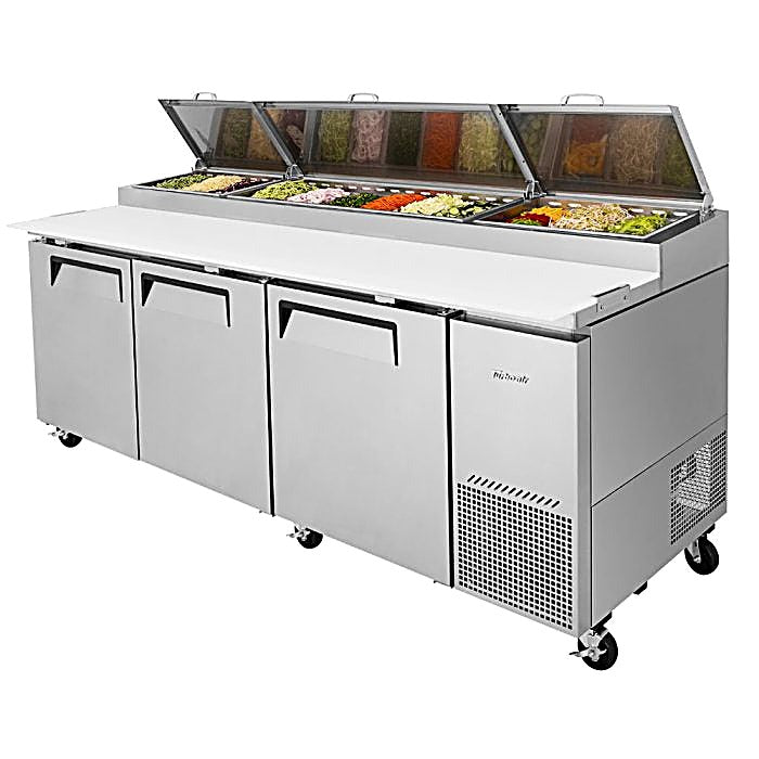 Turbo Air TPR-93SD-N 93" Super Deluxe Refrigerated Pizza Prep Table - Donut-Equipment.com