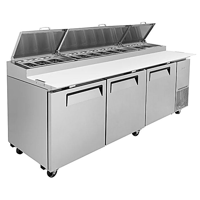 Turbo Air TPR-93SD-N 93" Super Deluxe Refrigerated Pizza Prep Table - Donut-Equipment.com
