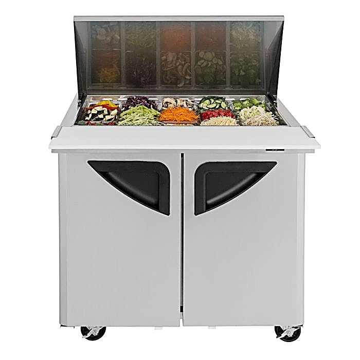 Turbo Air TST-36SD-15-N6 36" 2 Door Mega Top Refrigerated Sandwich Prep Table - Donut-Equipment.com