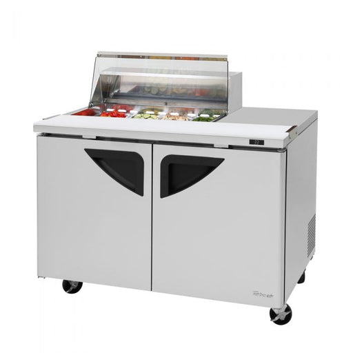 Turbo Air Super Deluxe TST-48SD-08S-N-CL 48" 2 Door Refrigerated Sandwich Prep Table with Clear Lid - Donut-Equipment.com