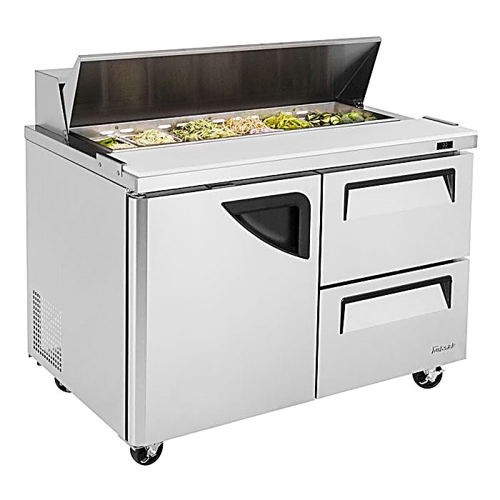 Turbo Air TST-48SD-D2-N 48" 1 Door 2 Drawer Refrigerated Sandwich Prep Table - Donut-Equipment.com