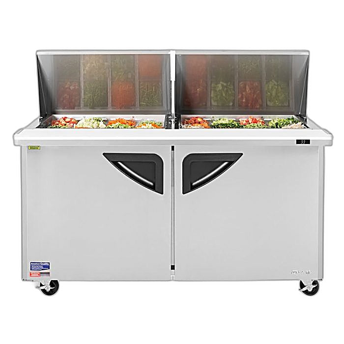 Turbo Air TST-60SD-24-N 60" 2 Door Mega Top Refrigerated Sandwich Prep Table - Donut-Equipment.com