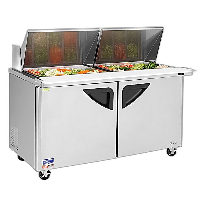 Turbo Air TST-60SD-24-N 60" 2 Door Mega Top Refrigerated Sandwich Prep Table - Donut-Equipment.com