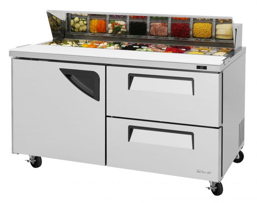 Turbo Air TST-60SD-D2-N 60" 1 Door 2 Drawer Refrigerated Sandwich Prep Table - Donut-Equipment.com