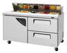 Turbo Air TST-60SD-D2-N 60" 1 Door 2 Drawer Refrigerated Sandwich Prep Table - Donut-Equipment.com