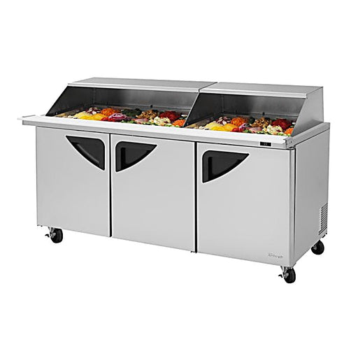 Turbo Air TST-72SD-30-N-SL 72" 3 Door Mega Top Sliding Lid Refrigerated Sandwich Prep Table - Donut-Equipment.com
