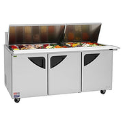 Turbo Air TST-72SD-30-N 73" Super Deluxe 3 Door Mega Top Refrigerated Sandwich Prep Table - Donut-Equipment.com