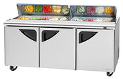 Turbo Air TST-72SD-N 72" Super Deluxe 3 Door Refrigerated Sandwich Prep Table - Donut-Equipment.com