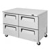 Turbo Air TUR-48SD-D4-N 48 1/4" W Undercounter Refrigerator w/ 2 Sections & 4 Drawers - Bakery Wholesalers