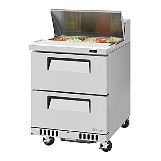 Turbo Air TST-28SD-D2-FB-N Super Deluxe 28" Sandwich/Salad Prep Table with Two Drawers - Donut-Equipment.com