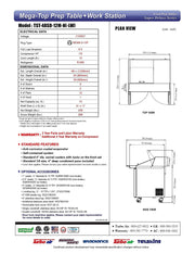 Turbo Air Super Deluxe TST-48SD-12M-N-LW 48" 2 Door Mega Top Refrigerated Sandwich Prep Table with Left Work Station - Donut-Equipment.com