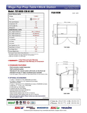 Turbo Air Super Deluxe TST-60SD-12M-N-LW 60" 2 Door Mega Top Refrigerated Sandwich Prep Table with Left Work Station - Donut-Equipment.com