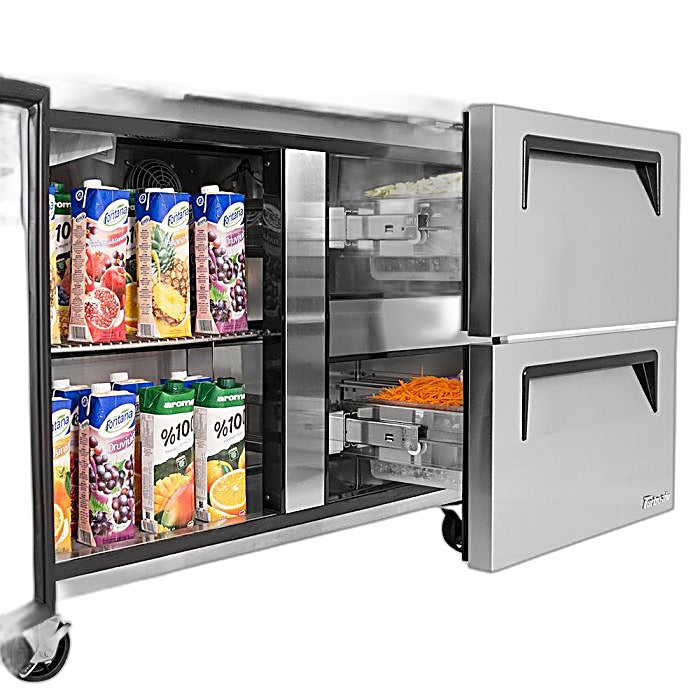 Turbo Air TWF-48SD-D2-N 48 1/4" Super Deluxe Worktop Freezer w/ (2) Sections, 2 Drawers & 1 Solid Door - Donut-Equipment.com