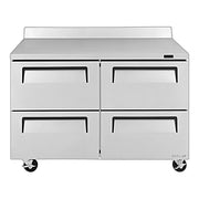 Turbo Air TWR-48SD-D4-N 48 1/4" Super Deluxe Worktop Refrigerator w/ (2) Sections, 4 Drawers - Donut-Equipment.com