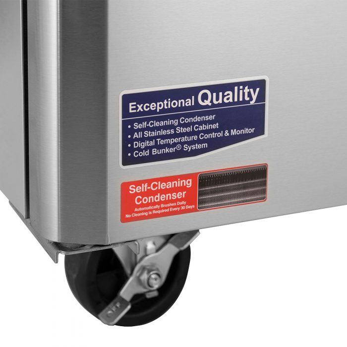 Turbo Air TWR-48SD-N 48 1/4" Super Deluxe Worktop Refrigerator w/ (2) Sections, 2 Solid Doors - Bakery Wholesalers