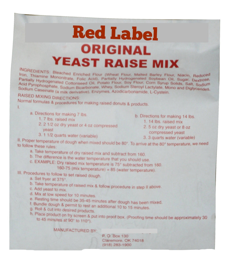 Rapid Rise Red Label Raised Donut Mix- 35# Box- For orders under 200 pounds total