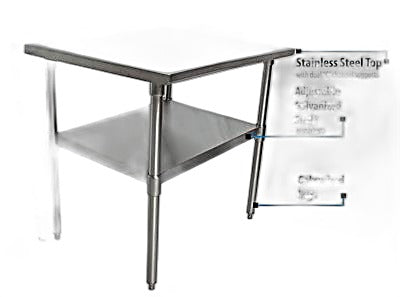 BK Resources 24" x 24" 18 Gauge Stainless Steel Work Table with Galvanized Undershelf – Prep Table - Donut-Equipment.com