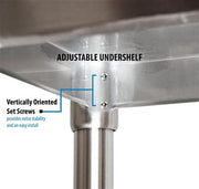BK Resources 30" x 24" 18 Gauge Stainless Steel Work Table with Galvanized Undershelf – Prep Table - Donut-Equipment.com