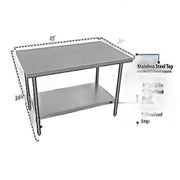 BK Resources 48" x 24" 18 Gauge Stainless Steel Work Table with Galvanized Undershelf – Prep Table - Donut-Equipment.com