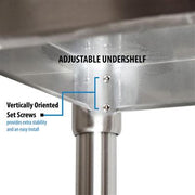 BK Resources 48" x 24" 18 Gauge Stainless Steel Work Table with Galvanized Undershelf – Prep Table - Donut-Equipment.com