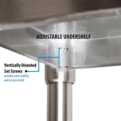 BK Resources 48" x 24" 18 Gauge Stainless Steel Work Table with Galvanized Undershelf – Prep Table - Donut-Equipment.com