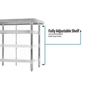 BK Resources 60" x 24" 18 Gauge Stainless Steel Work Table with Galvanized Undershelf – Prep Table - Donut-Equipment.com