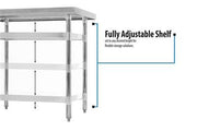 BK Resources 72" x 24" 18 Gauge Stainless Steel Work Table with Galvanized Undershelf – Prep Table - Donut-Equipment.com
