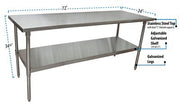 BK Resources 72" x 24" 18 Gauge Stainless Steel Work Table with Galvanized Undershelf – Prep Table - Donut-Equipment.com