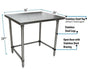 BK Resources 36" x 24" 18 Gauge Stainless Steel Work Table with Open Base – Prep Table - Donut-Equipment.com