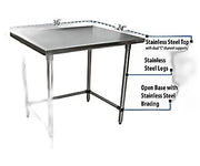 BK Resources 36" x 24" 18 Gauge Stainless Steel Work Table with Open Base – Prep Table - Donut-Equipment.com
