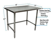 BK Resources 48" x 24" 18 Gauge Stainless Steel Work Table with Open Base – Prep Table - Donut-Equipment.com