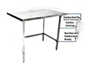 BK Resources 48" x 24" 18 Gauge Stainless Steel Work Table with Open Base – Prep Table - Donut-Equipment.com