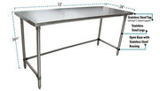 BK Resources 72" x 24" 18 Gauge Stainless Steel Work Table with Open Base – Prep Table - Donut-Equipment.com