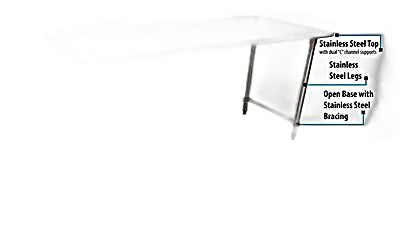 BK Resources 72" x 24" 18 Gauge Stainless Steel Work Table with Open Base – Prep Table - Donut-Equipment.com