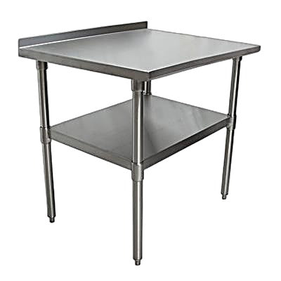 BK Resources 24" x 24" 18 Gauge Stainless Steel Work Table with Undershelf & 1.5" Riser – Prep Table - Donut-Equipment.com