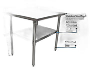 BK Resources 24" x 24" 18 Gauge Stainless Steel Work Table with Undershelf & 1.5" Riser – Prep Table - Donut-Equipment.com