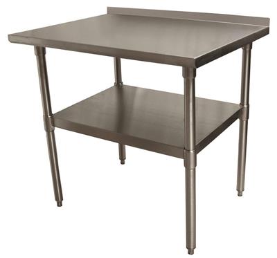BK Resources 30" x 24" 18 Gauge Stainless Steel Work Table with Undershelf & 1.5" Riser – Prep Table - Donut-Equipment.com