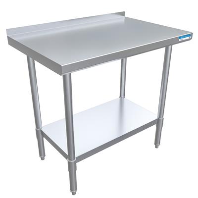 BK Resources 36" x 24" 18 Gauge Stainless Steel Work Table with Undershelf & 1.5" Riser – Prep Table - Donut-Equipment.com