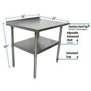 BK Resources 36" x 24" 18 Gauge Stainless Steel Work Table with Undershelf & 1.5" Riser – Prep Table - Donut-Equipment.com