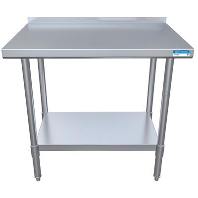 BK Resources 36" x 24" 18 Gauge Stainless Steel Work Table with Undershelf & 1.5" Riser – Prep Table - Donut-Equipment.com